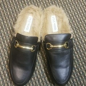 Steve Madden Fur Loafers Slides Slippers Size 7.5